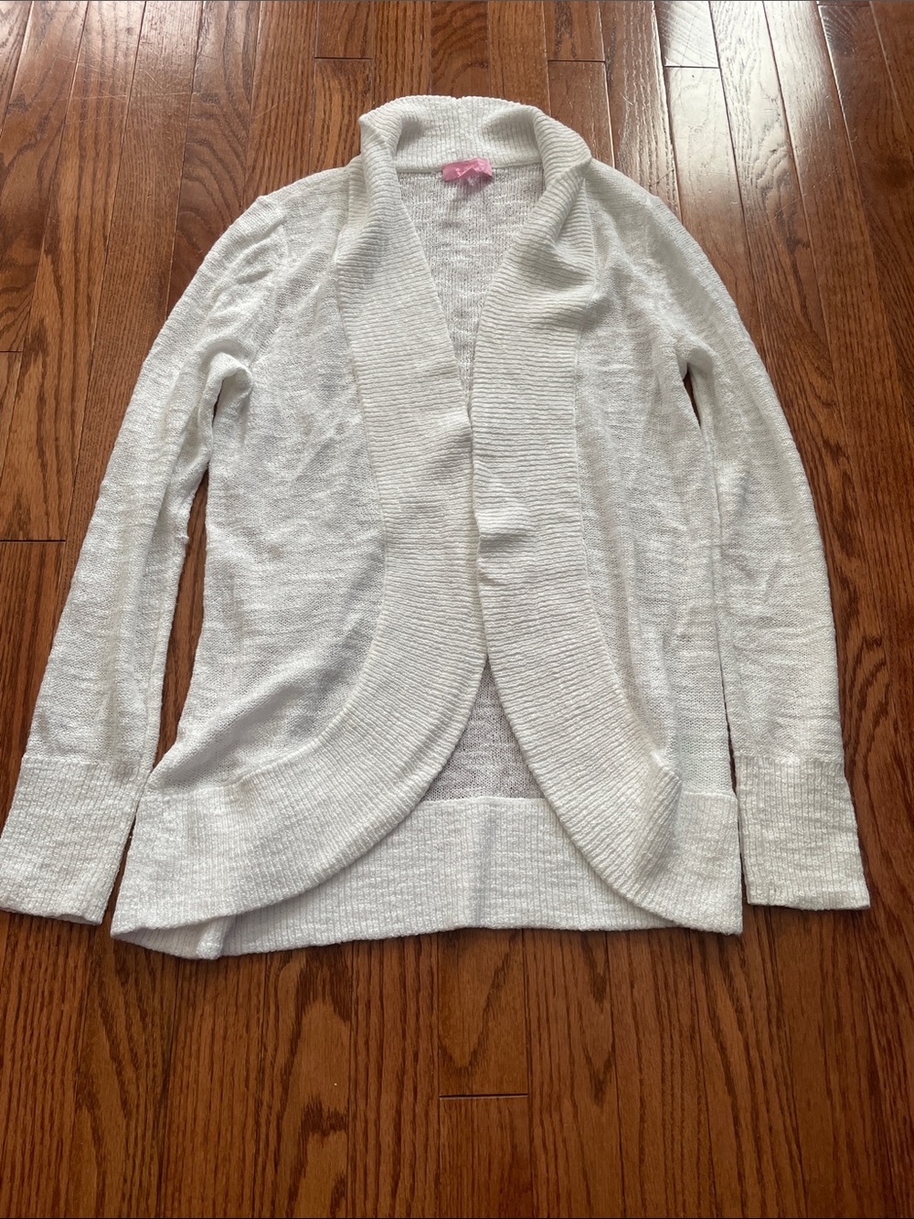 Lilly Pulitzer White Shawl Front Cardigan Women’s Sz Medium